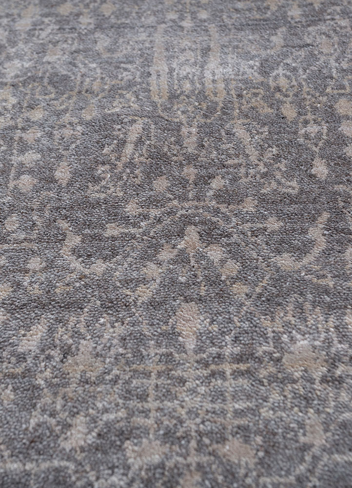 konstrukt beige and brown wool and bamboo silk hand loom Rug - CloseUp