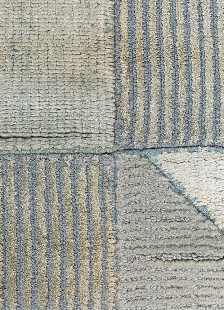 saga ivory wool and bamboo silk hand loom Rug - CloseUp