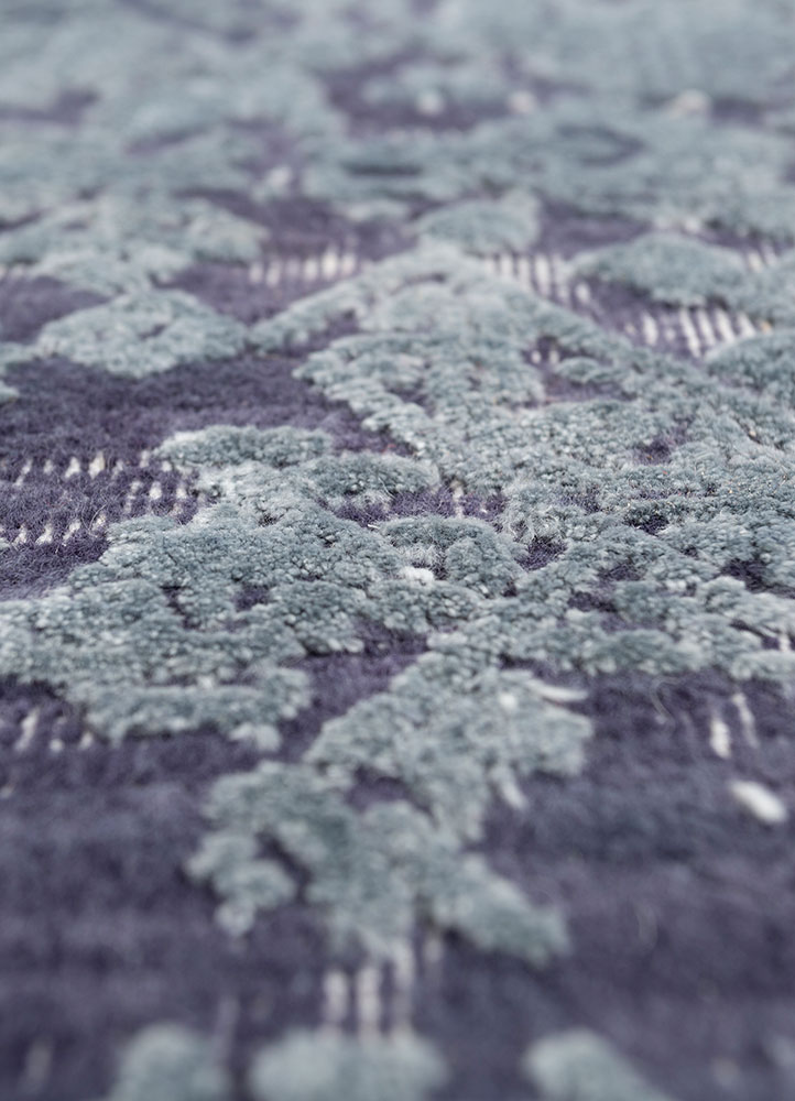 konstrukt blue wool and bamboo silk hand loom Rug - CloseUp