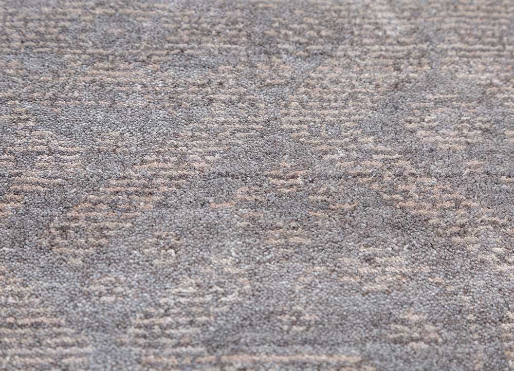 konstrukt beige and brown wool and bamboo silk hand loom Rug - CloseUp