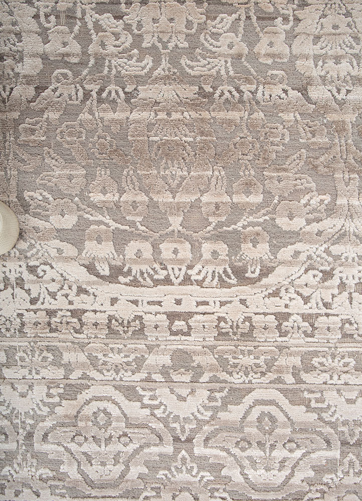 konstrukt blue wool and bamboo silk hand loom Rug - CloseUp