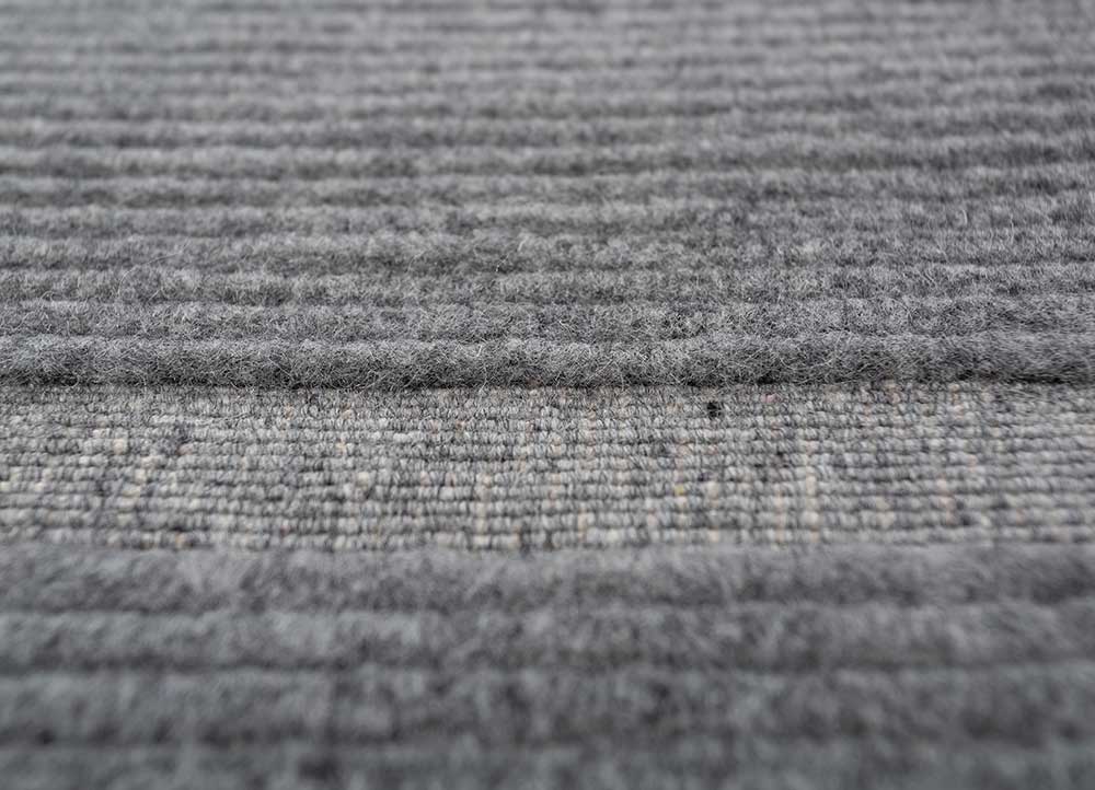 basis grey and black wool hand loom Rug - CloseUp