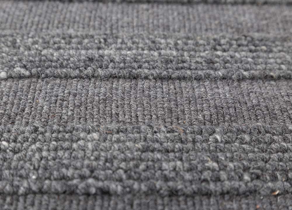 basis blue wool hand loom Rug - CloseUp