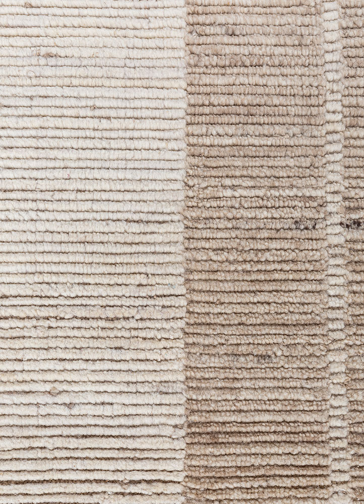 tesoro beige and brown wool hand loom Rug - CloseUp