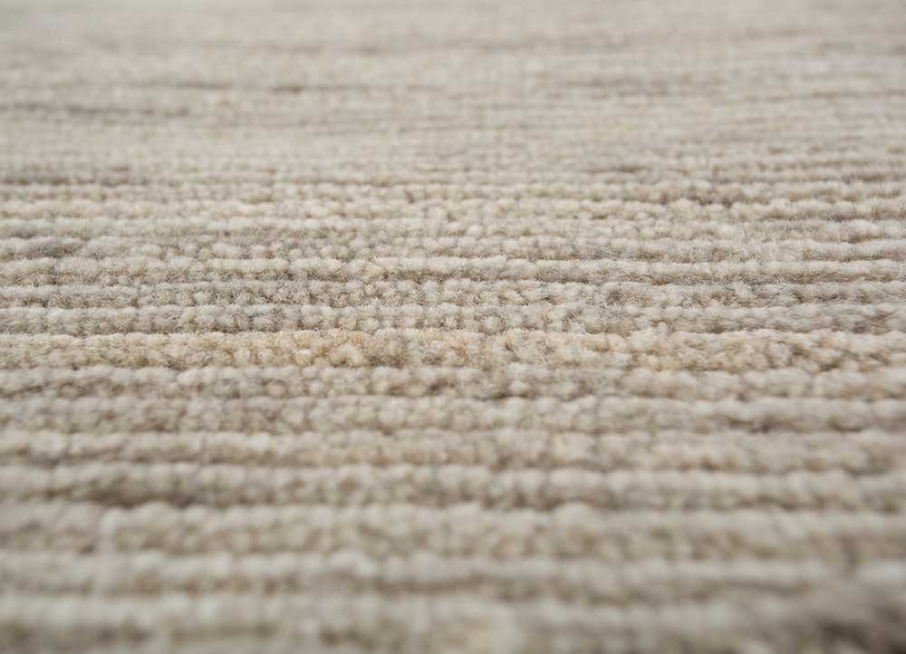 saga beige and brown wool hand loom Rug - CloseUp