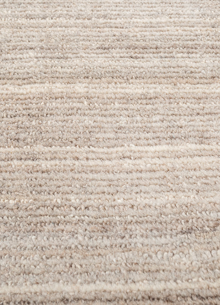 saga beige and brown wool hand loom Rug - CloseUp