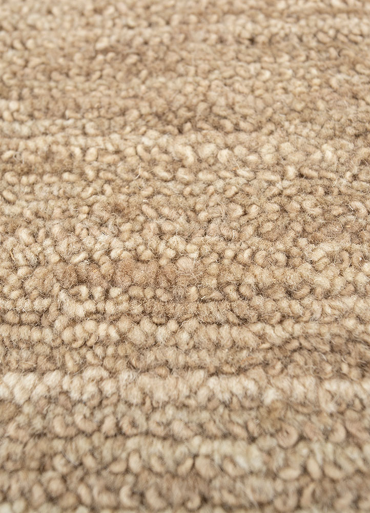 saga beige and brown wool hand loom Rug - CloseUp