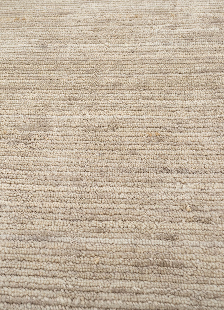 saga beige and brown wool hand loom Rug - CloseUp