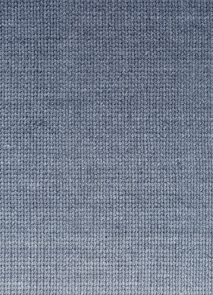 jean blue wool hand loom Rug - CloseUp