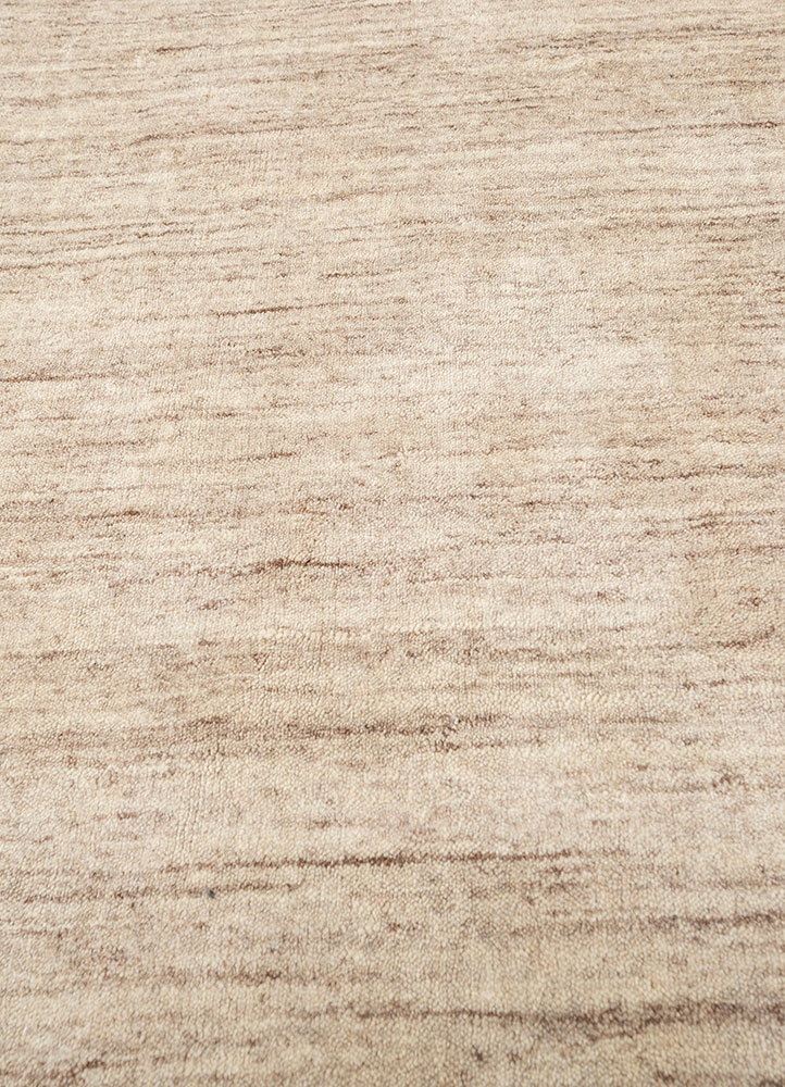 saga beige and brown wool hand loom Rug - CloseUp