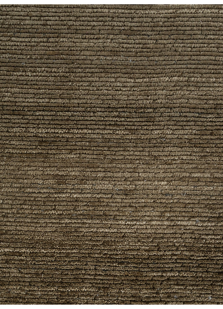 basis green wool hand loom Rug - CloseUp