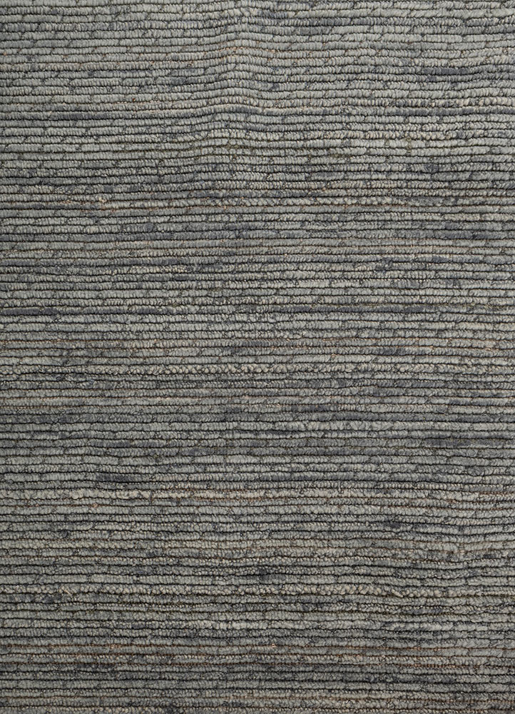 basis green wool hand loom Rug - CloseUp