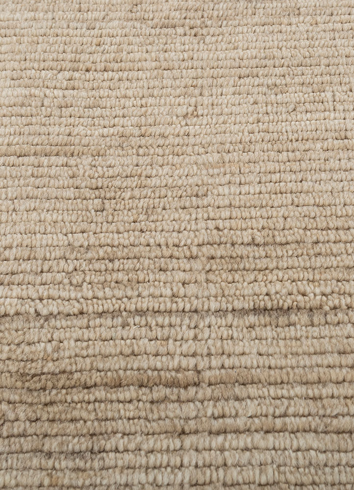 saga beige and brown wool hand loom Rug - CloseUp