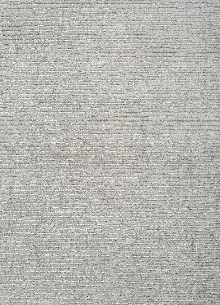 basis blue wool hand loom Rug - CloseUp