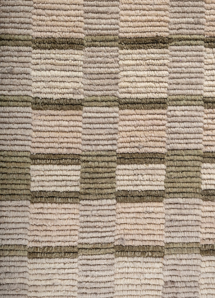 saga beige and brown wool hand loom Rug - CloseUp
