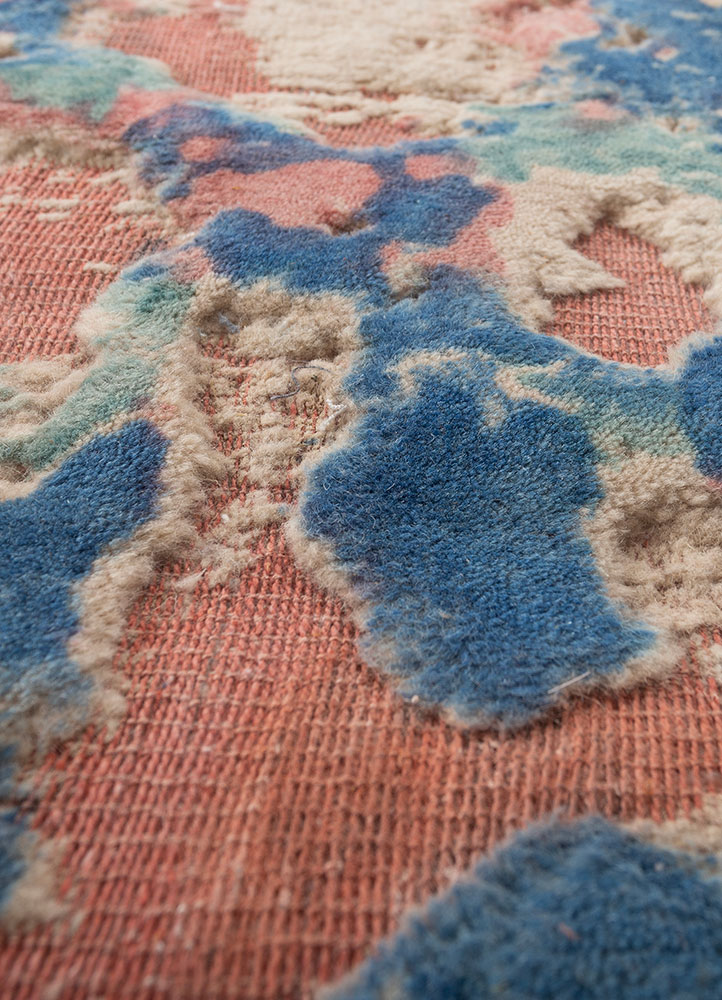 basis red and orange wool hand loom Rug - CloseUp