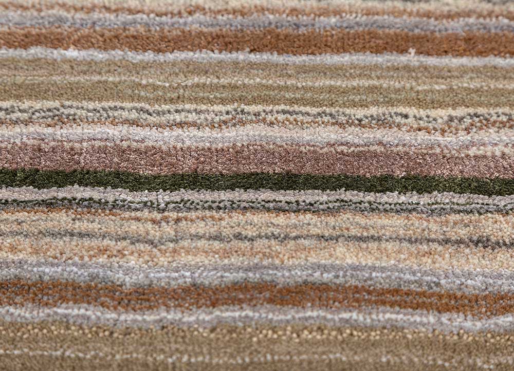 basis beige and brown wool and viscose hand loom Rug - CloseUp