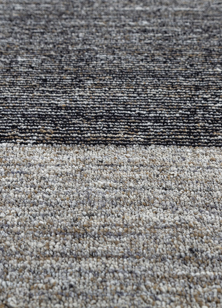 saga beige and brown wool and viscose hand loom Rug - CloseUp