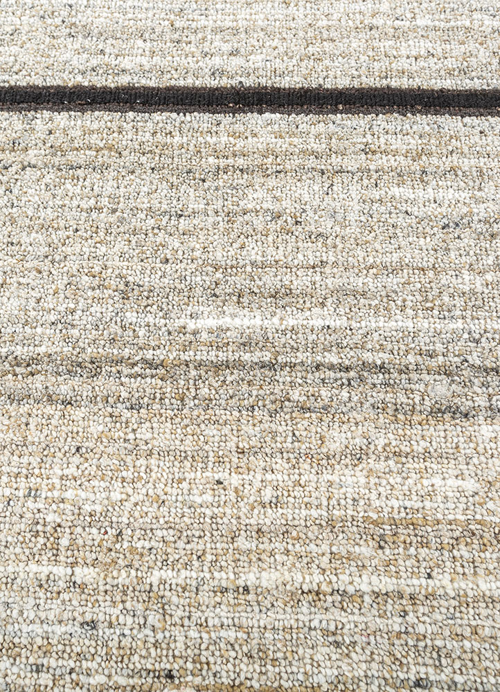 saga beige and brown wool and viscose hand loom Rug - CloseUp