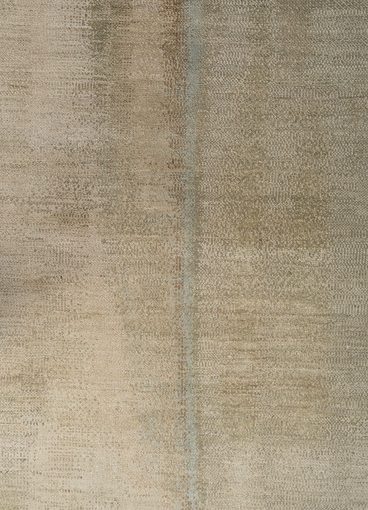 afterglow by kavi green wool and silk hand knotted Rug - CloseUp