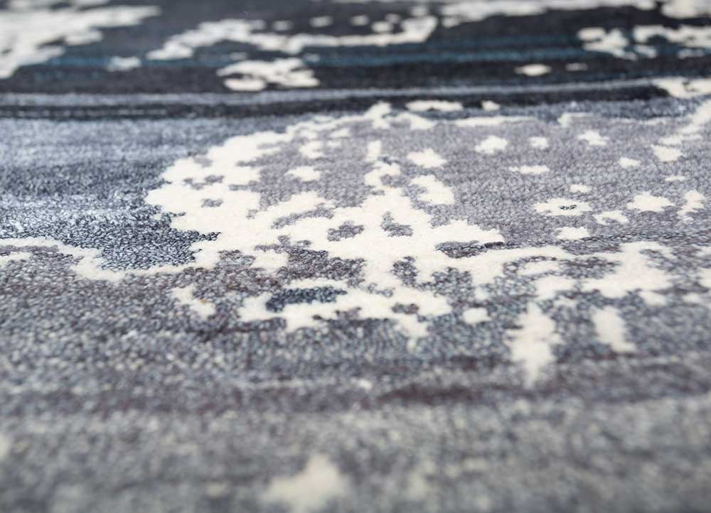 entropy grey and black wool and silk hand knotted Rug - CloseUp