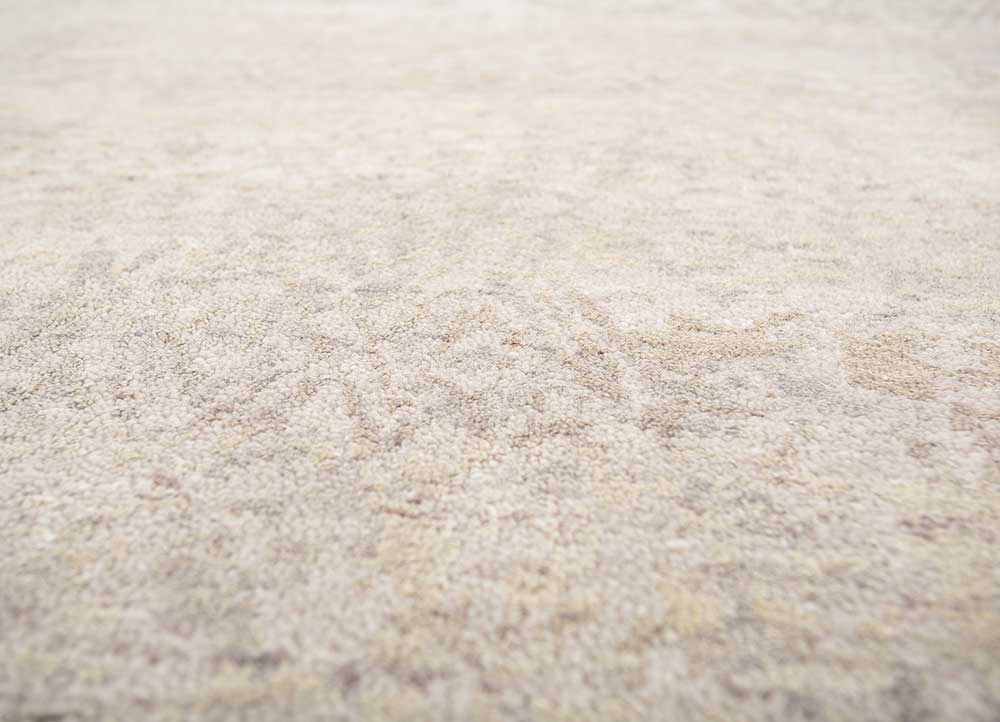 far east pink and purple wool and silk hand knotted Rug - CloseUp