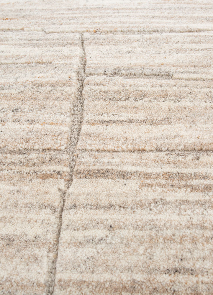 entropy beige and brown wool hand knotted Rug - CloseUp