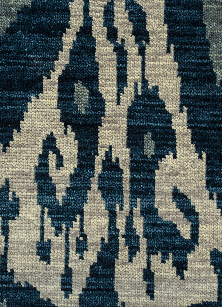 savana grey and black wool hand knotted Rug - CloseUp