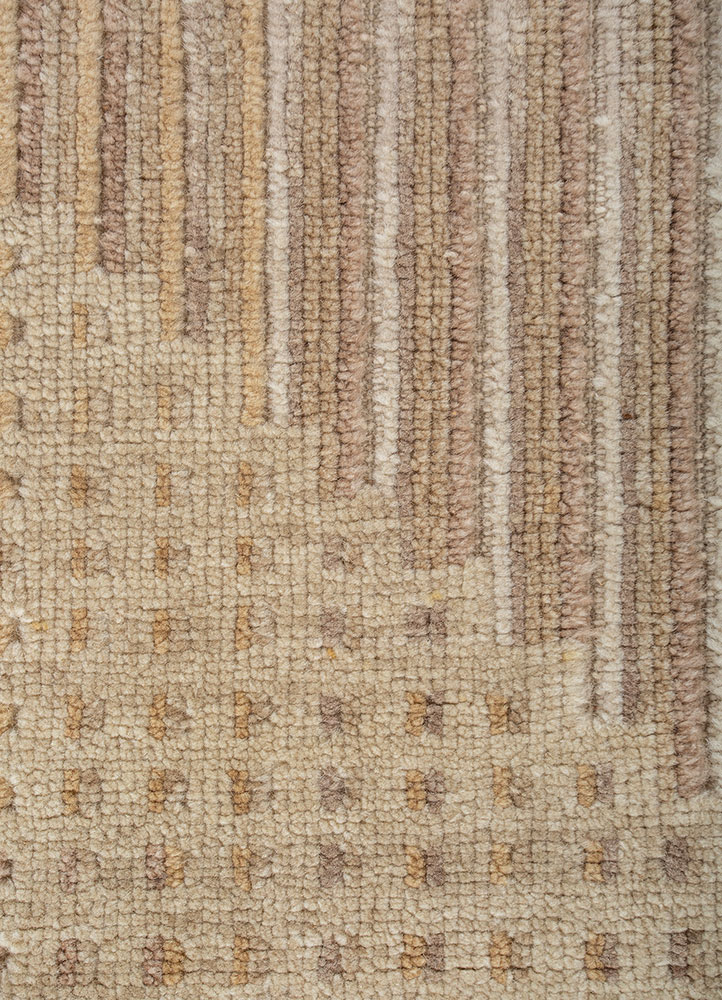 blythe beige and brown wool hand knotted Rug - CloseUp
