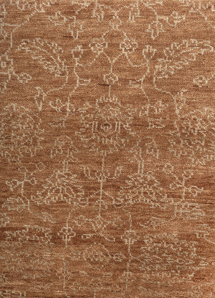 aprezo red and orange wool hand knotted Rug - CloseUp