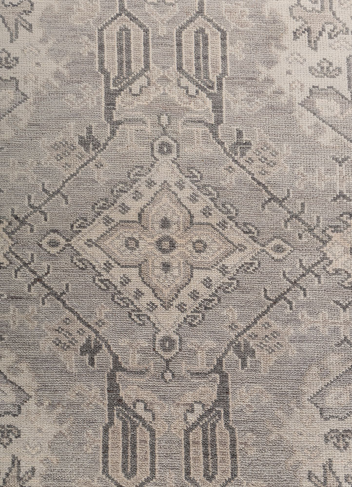thyme blue wool hand knotted Rug - CloseUp