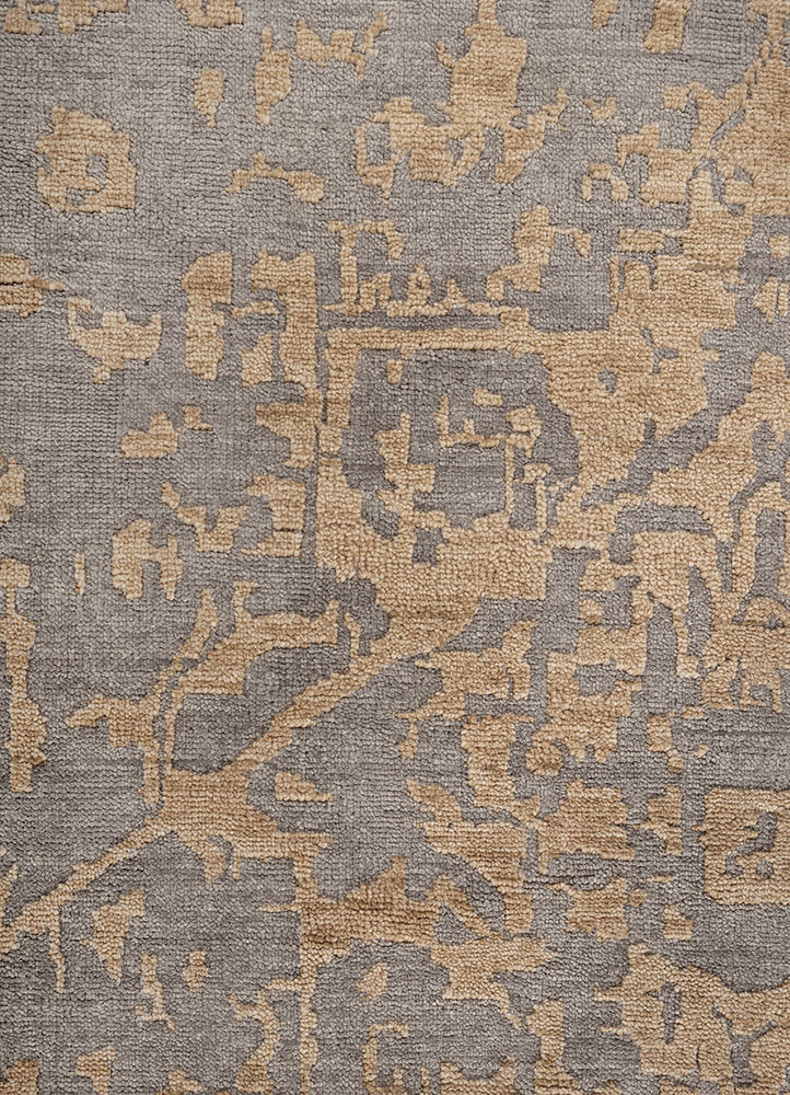 savana grey and black wool hand knotted Rug - CloseUp
