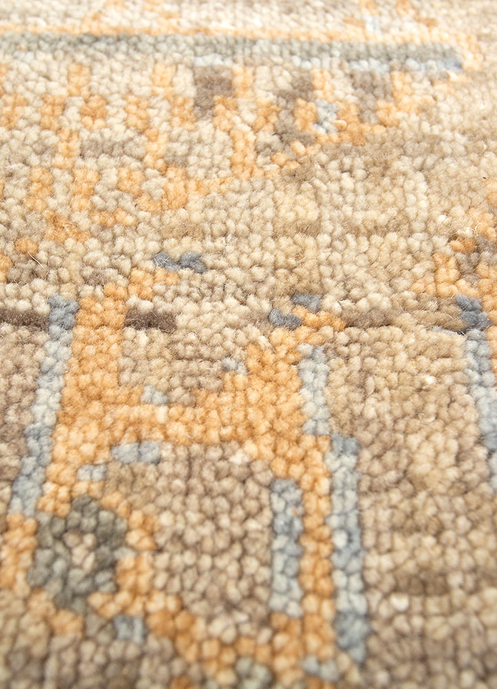 viscaya beige and brown wool hand knotted Rug - CloseUp