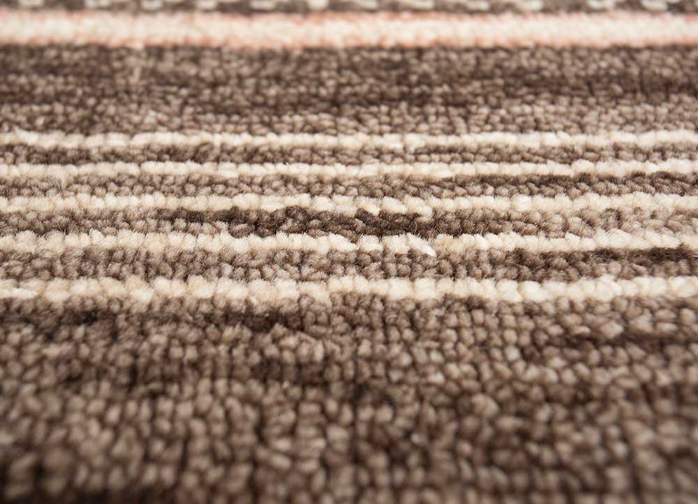thyme beige and brown wool hand knotted Rug - CloseUp
