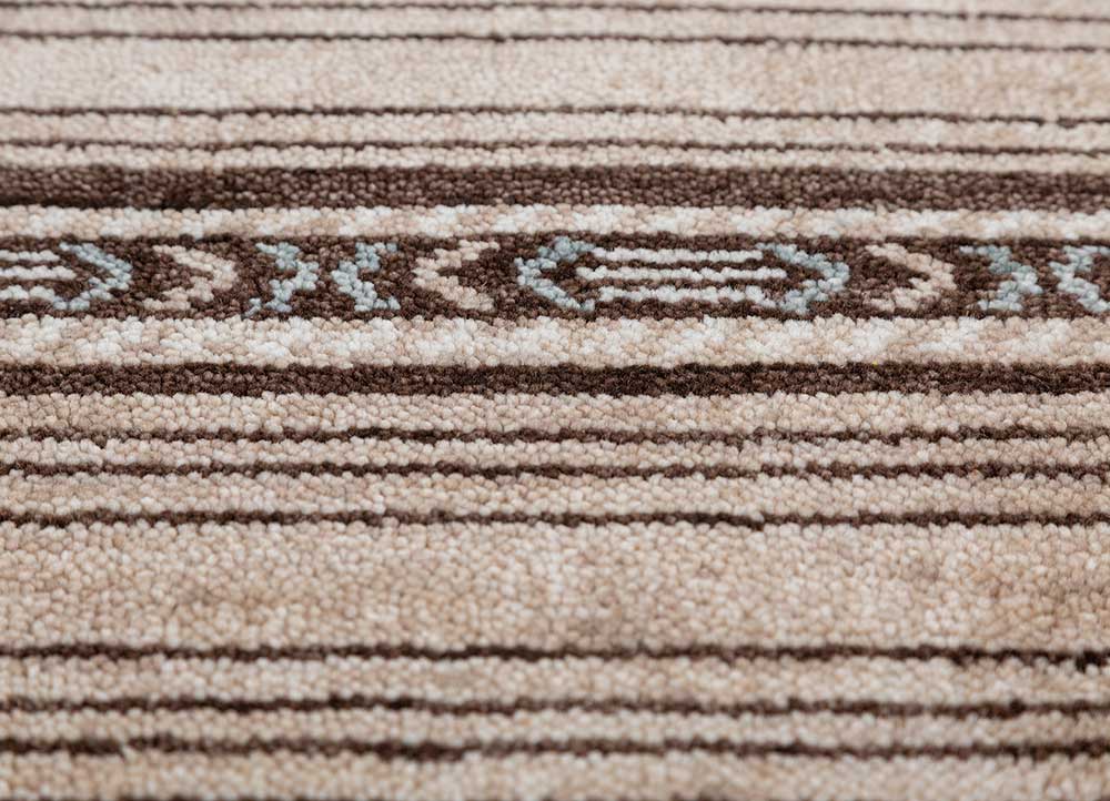 thyme beige and brown wool hand knotted Rug - CloseUp