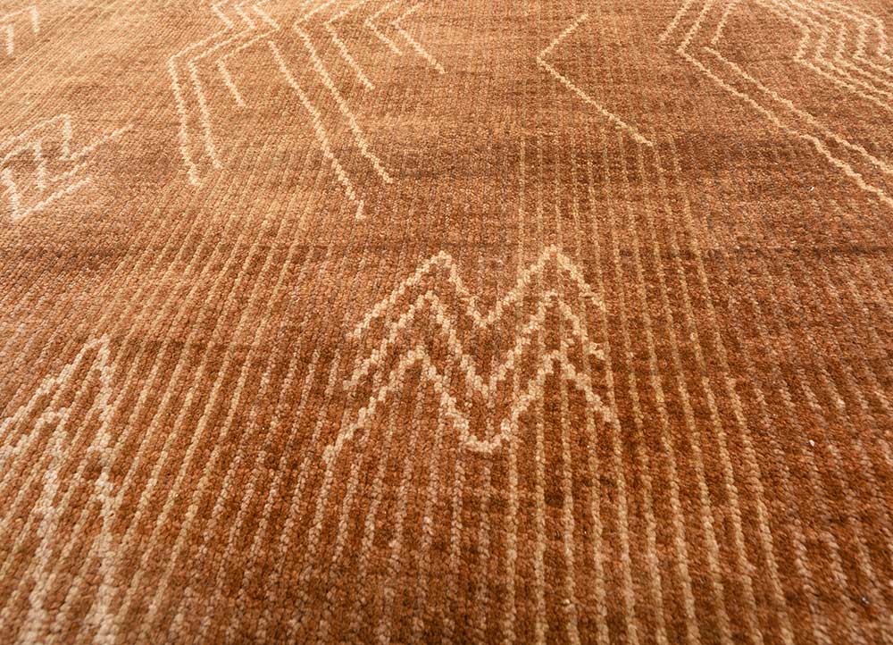 savana red and orange wool hand knotted Rug - CloseUp