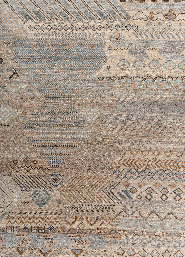 manchaha ivory wool hand knotted Rug - CloseUp
