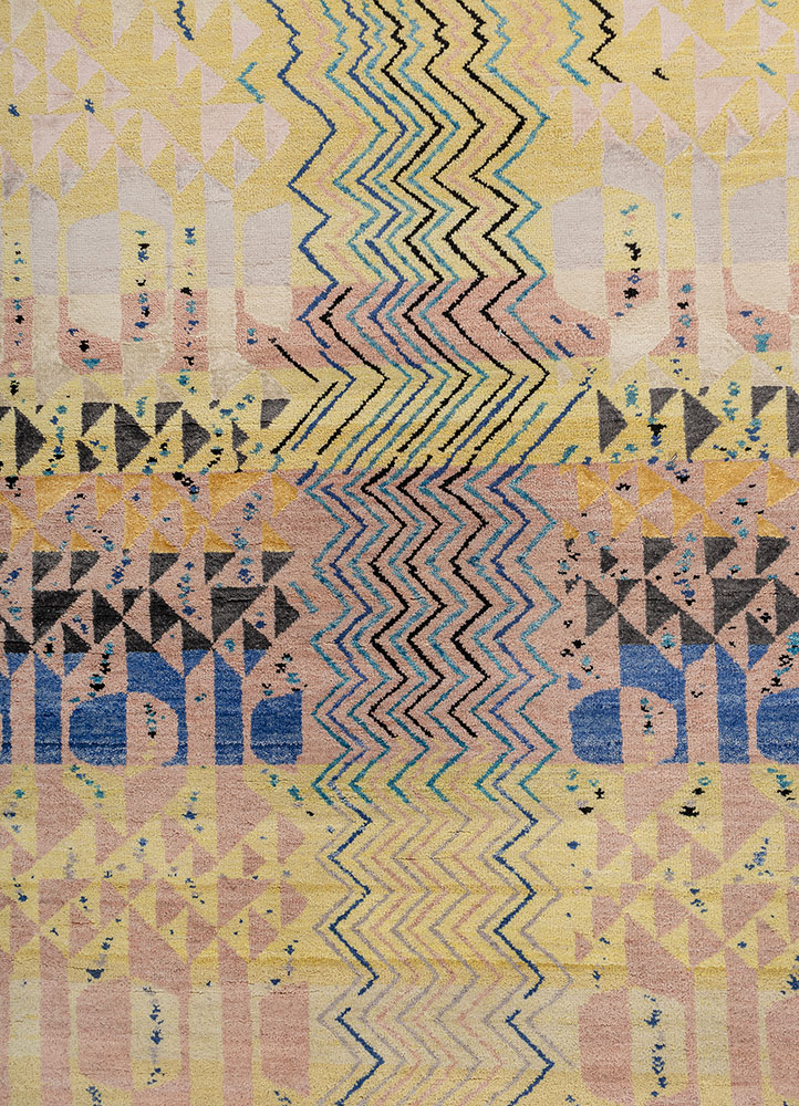 manchaha pink and purple wool and bamboo silk hand knotted Rug - CloseUp