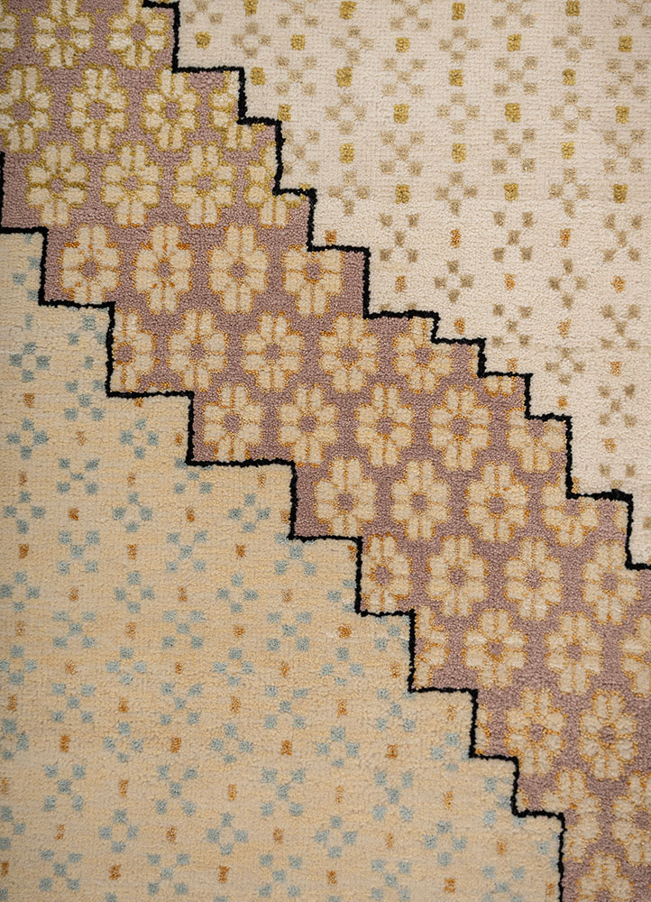 manchaha pink and purple wool and bamboo silk hand knotted Rug - CloseUp