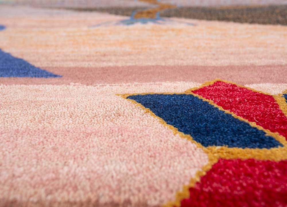 freedom manchaha multi wool and bamboo silk hand knotted Rug - CloseUp