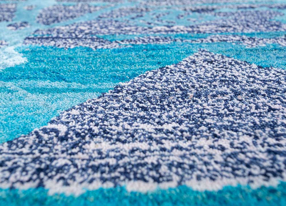 freedom manchaha blue wool and bamboo silk hand knotted Rug - CloseUp