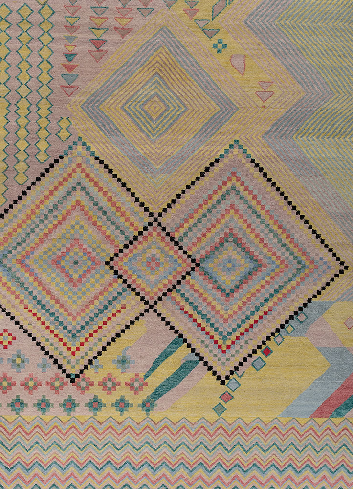 manchaha multi wool and bamboo silk hand knotted Rug - CloseUp
