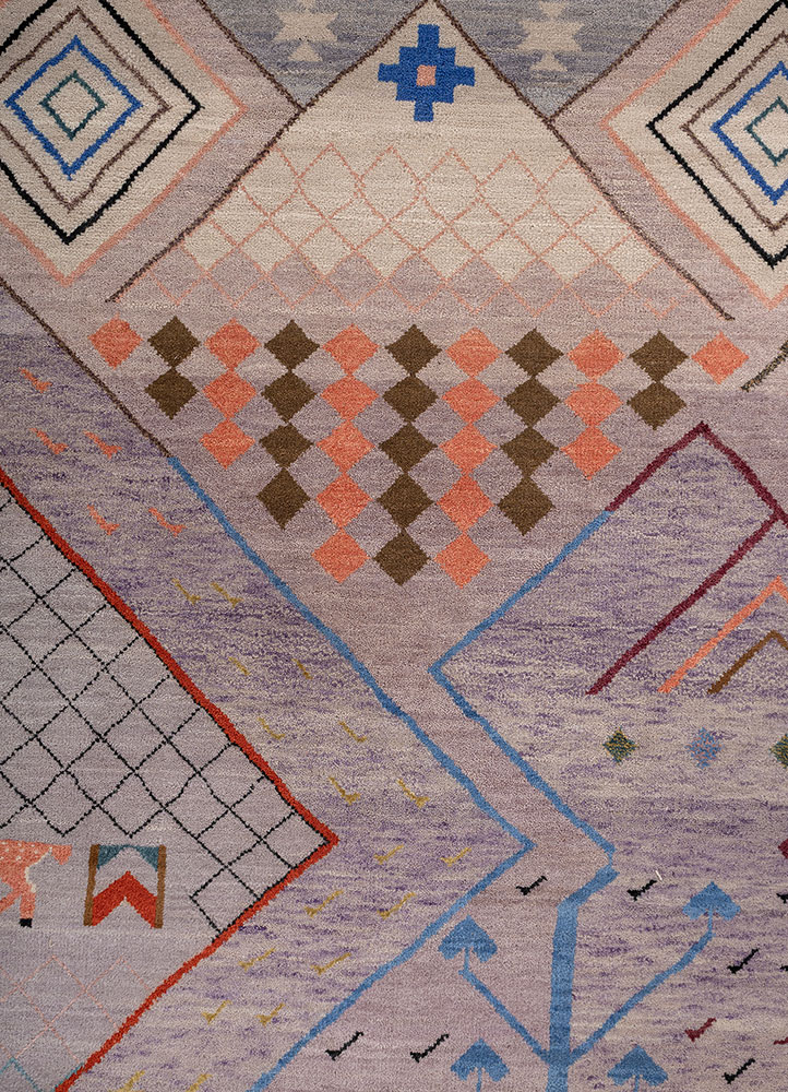 freedom manchaha pink and purple wool and bamboo silk hand knotted Rug - CloseUp