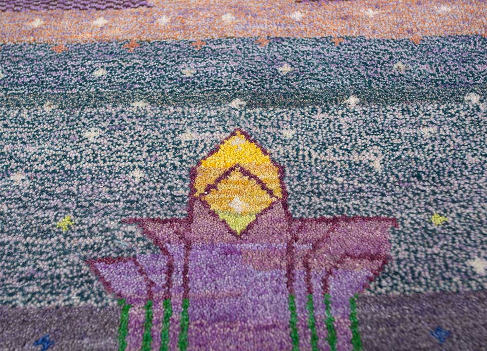 freedom manchaha pink and purple wool and bamboo silk hand knotted Rug - CloseUp