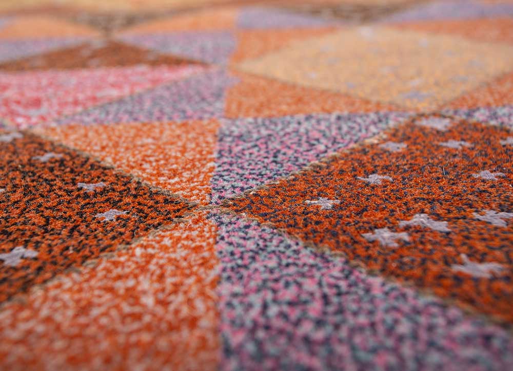 freedom manchaha red and orange wool and bamboo silk hand knotted Rug - CloseUp