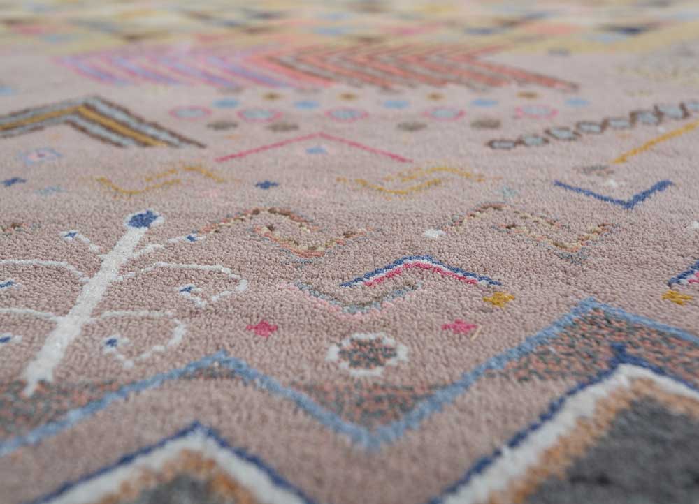 manchaha pink and purple wool and bamboo silk hand knotted Rug - CloseUp