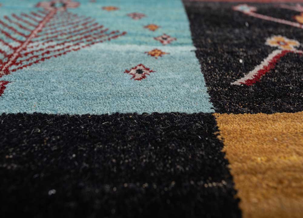 manchaha grey and black wool and bamboo silk hand knotted Rug - CloseUp
