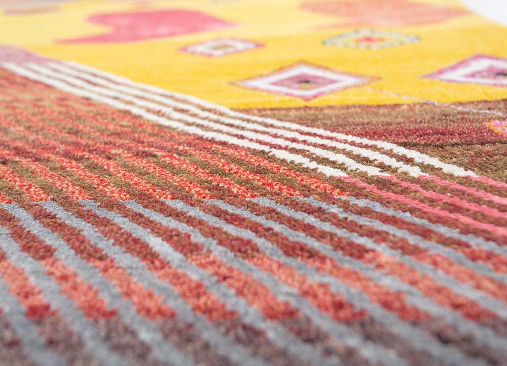 manchaha pink and purple wool and bamboo silk hand knotted Rug - CloseUp