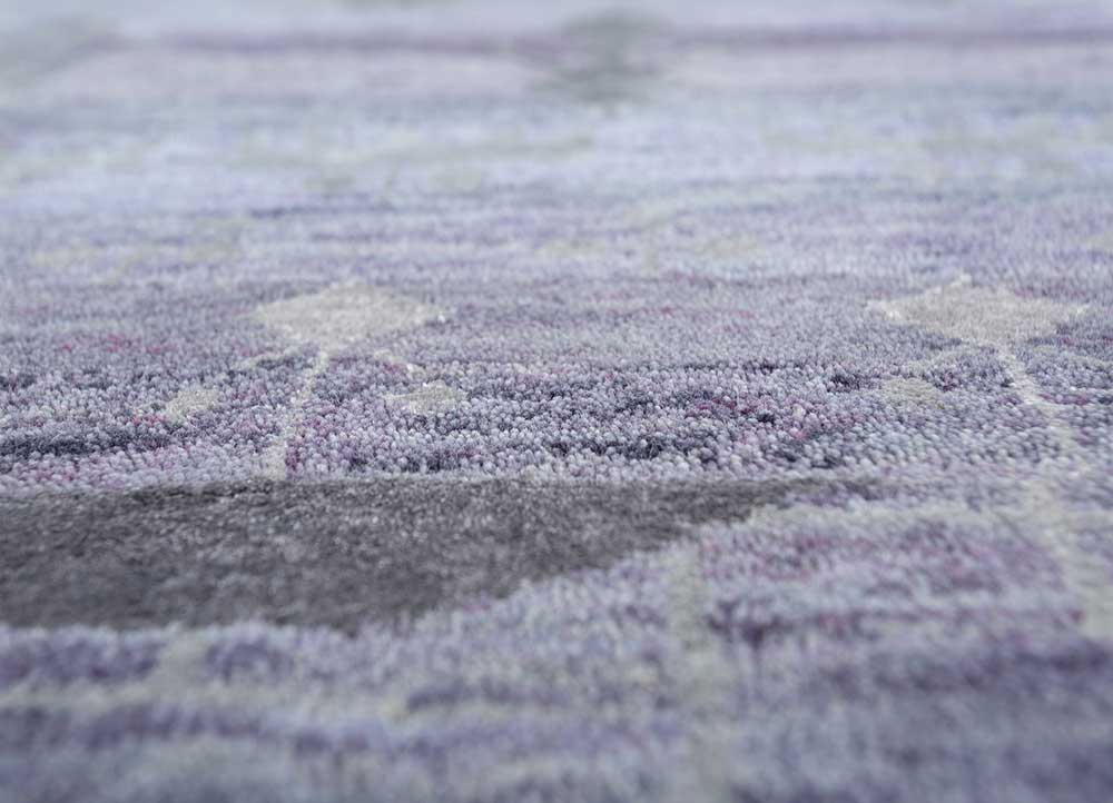 manchaha pink and purple wool and bamboo silk hand knotted Rug - CloseUp