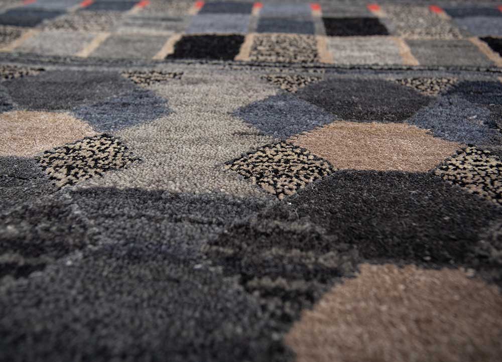 manchaha grey and black wool and bamboo silk hand knotted Rug - CloseUp